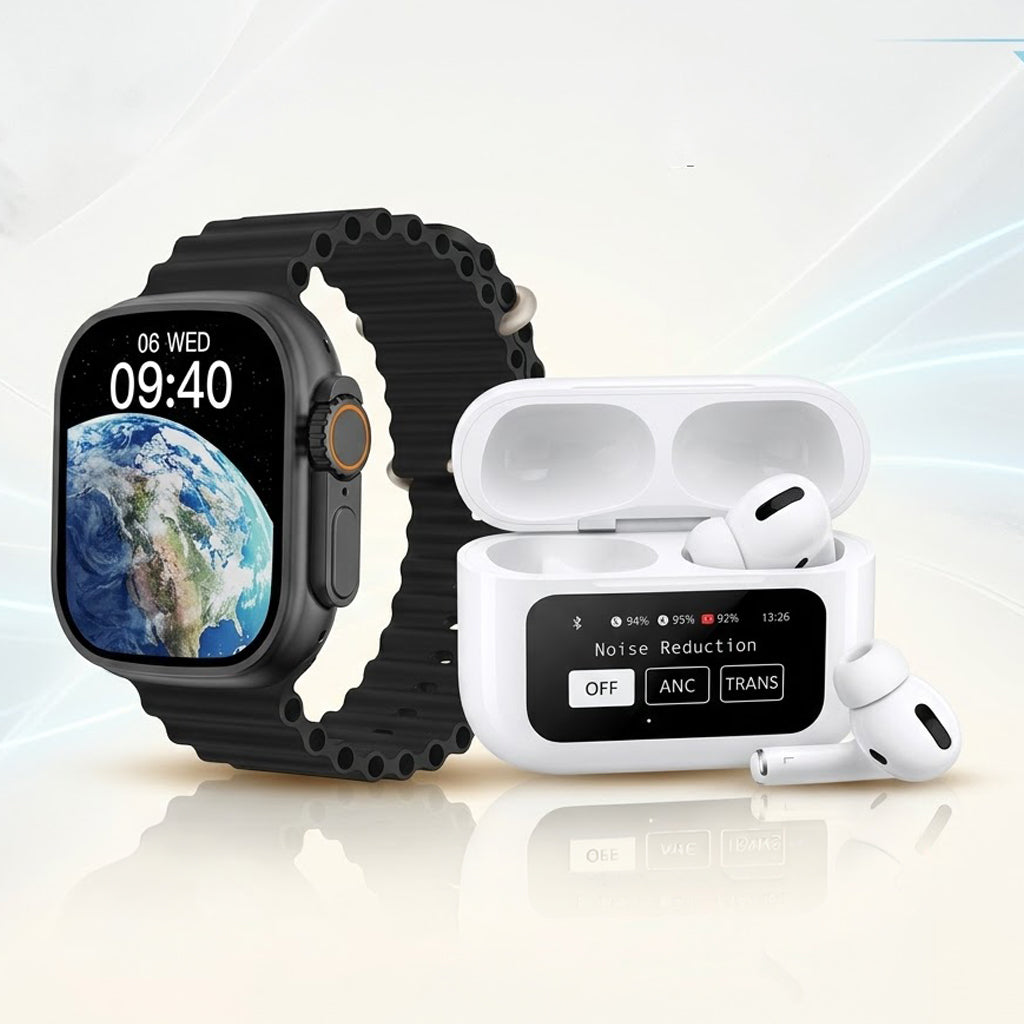 عرض سماعة ذكيه مع شاشة A9 (لون ابيض) + VIDVIE Smart Watch Ultra Orignal SW1608