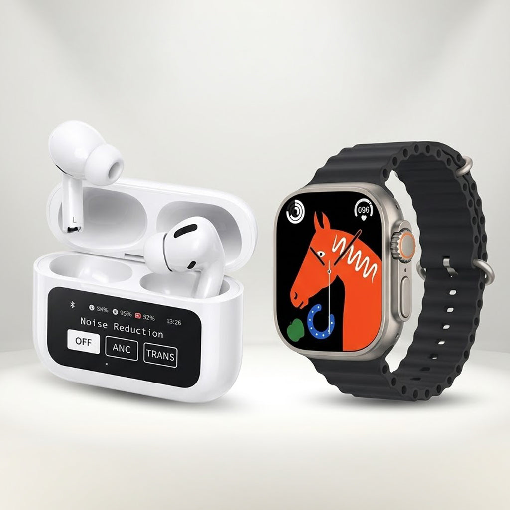 عرض سماعة ذكيه مع شاشة A9 (لون ابيض) + VIDVIE Smart Watch Ultra Orignal SW1608